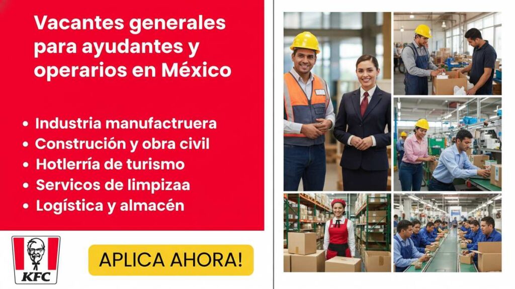 Vacantes generales para ayudantes y operarios en México